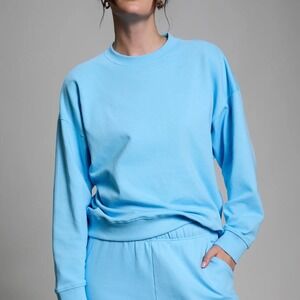 Year of Ours 100% Cotton French Terry Oversized Sweatshirt Sky Blue M/L